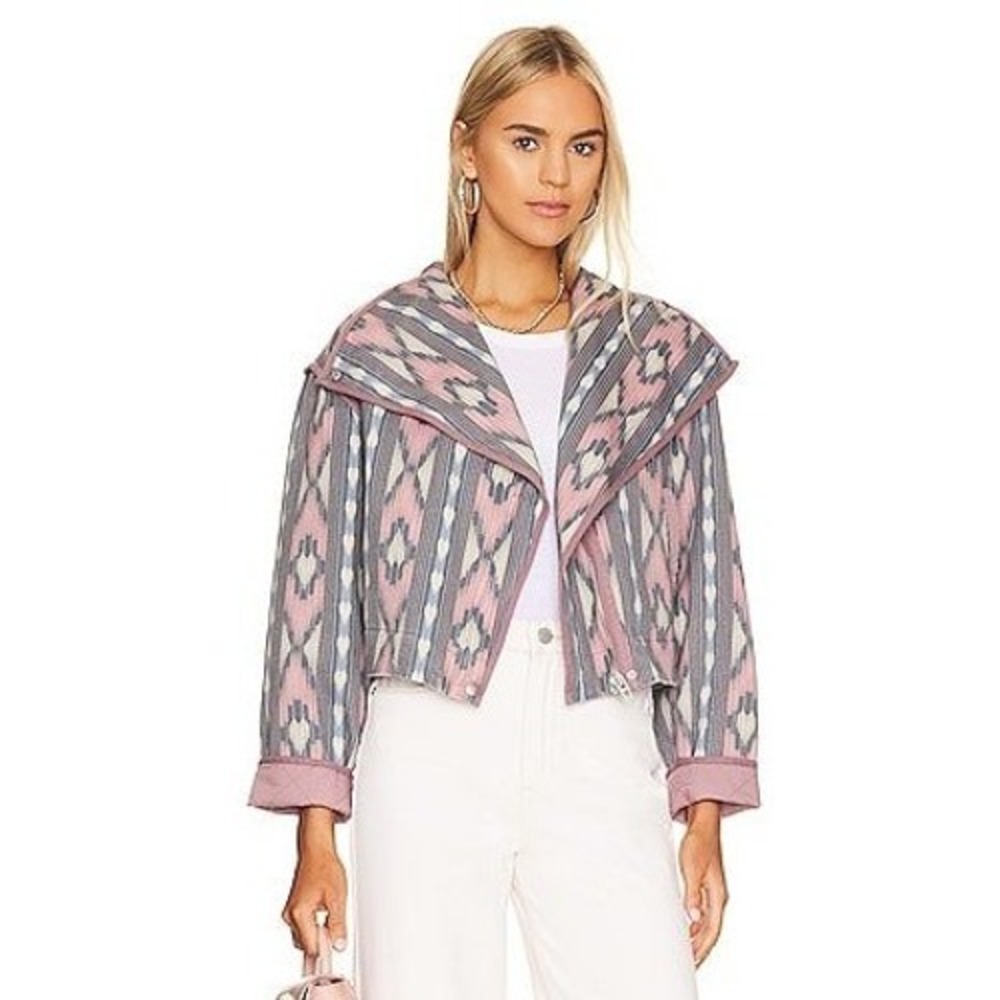 Blank NYC Revolve Womens Boho Indie Western Aztec Cropped Moto Jacket Medium